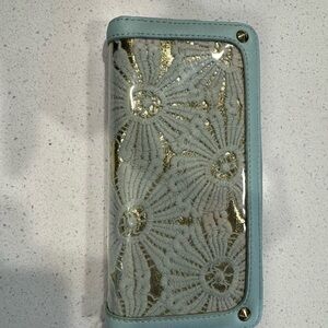 Betsey Johnson Blue and Gold Floral Wallet